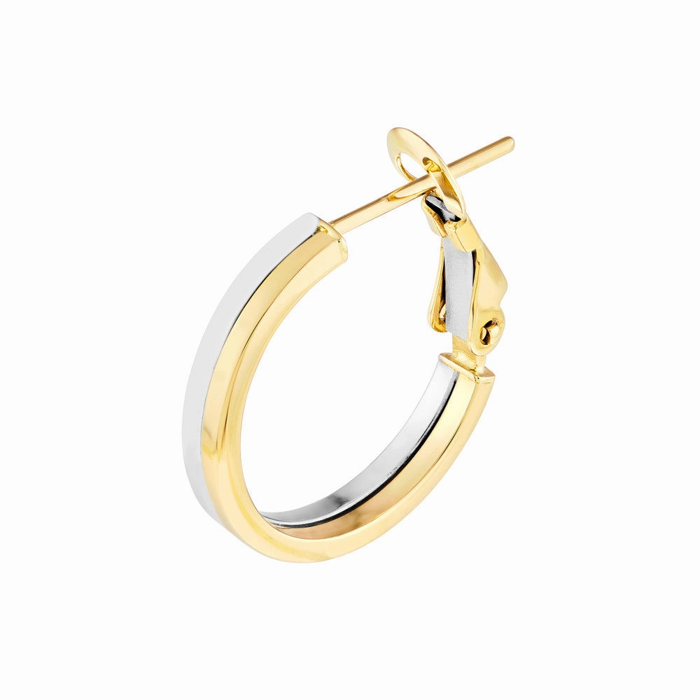 18mm Two-Tone Omega Back Earrings