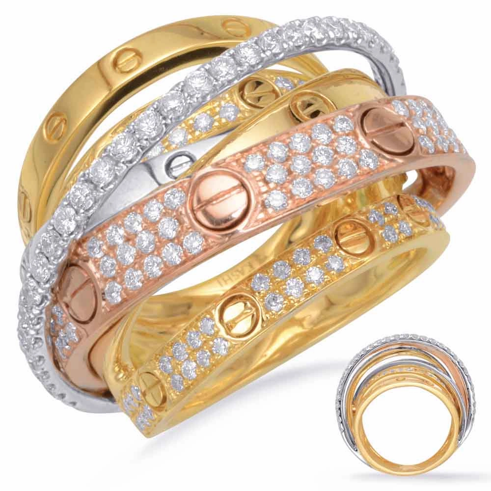 1.29 ctw. ROSE & YELLOW & WHITE GOLD FASHION RING D4373RYW