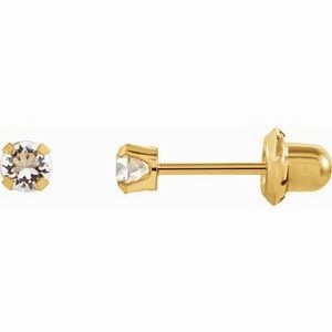 24K Gold-Plated Stainless Steel Imitation Blue Sapphire Inverness Piercing Earrings