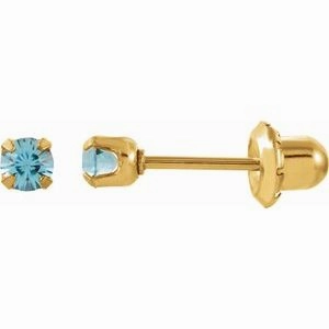 24K Gold-Plated Stainless Steel Imitation Blue Sapphire Inverness Piercing Earrings