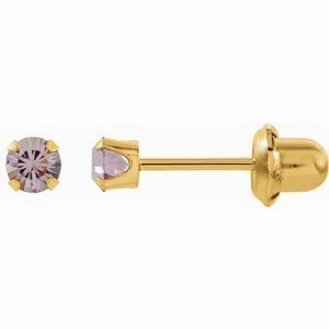 24K Gold-Plated Stainless Steel Imitation Blue Sapphire Inverness Piercing Earrings