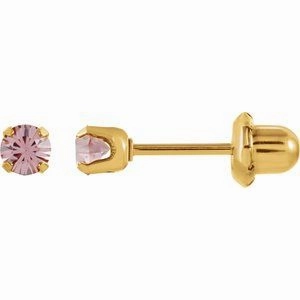 24K Gold-Plated Stainless Steel Imitation Blue Sapphire Inverness Piercing Earrings