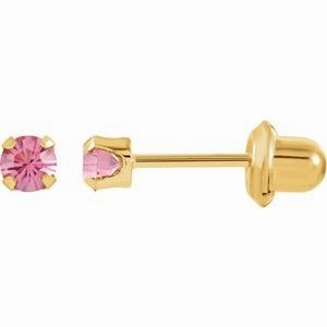 24K Gold-Plated Stainless Steel Imitation Blue Sapphire Inverness Piercing Earrings