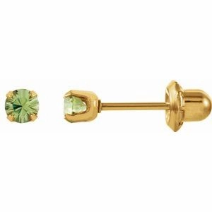 24K Gold-Plated Stainless Steel Imitation Blue Sapphire Inverness Piercing Earrings