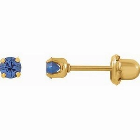 24K Gold-Plated Stainless Steel Imitation Blue Sapphire Inverness Piercing Earrings
