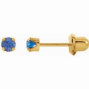 24K Gold-Plated Stainless Steel Imitation Blue Sapphire Inverness Piercing Earrings