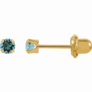 24K Gold-Plated Stainless Steel Imitation Blue Sapphire Inverness Piercing Earrings