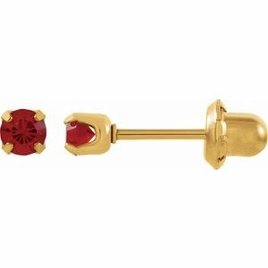 24K Gold-Plated Stainless Steel Imitation Blue Sapphire Inverness Piercing Earrings