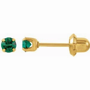 24K Gold-Plated Stainless Steel Imitation Blue Sapphire Inverness Piercing Earrings