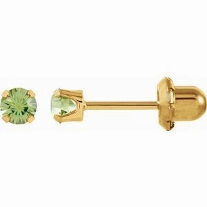24K Gold-Plated Stainless Steel Imitation Blue Sapphire Inverness Piercing Earrings