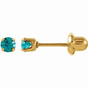 24K Gold-Plated Stainless Steel Imitation Blue Sapphire Inverness Piercing Earrings