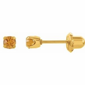 24K Gold-Plated Stainless Steel Imitation Blue Sapphire Inverness Piercing Earrings