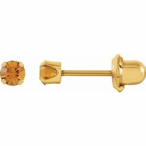 24K Gold-Plated Stainless Steel Imitation Blue Sapphire Inverness Piercing Earrings