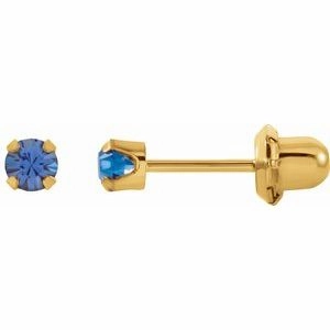 24K Gold-Plated Stainless Steel Imitation Blue Sapphire Inverness Piercing Earrings