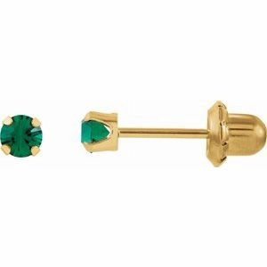 24K Gold-Plated Stainless Steel Imitation Blue Sapphire Inverness Piercing Earrings