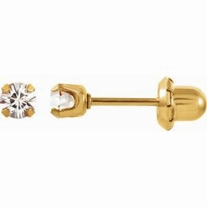 24K Gold-Plated Stainless Steel Imitation Blue Sapphire Inverness Piercing Earrings