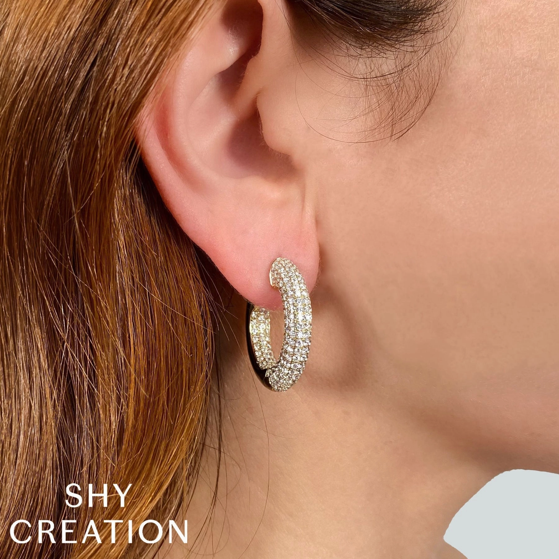 3.94CT DIAMOND PAVE HOOP EARRING