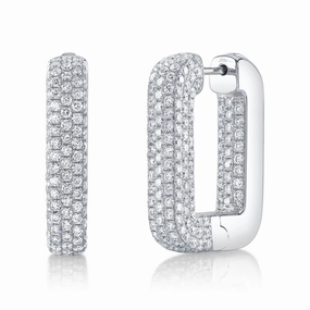 4.13CT DIAMOND PAVE RECTANGLE HOOP EARRING