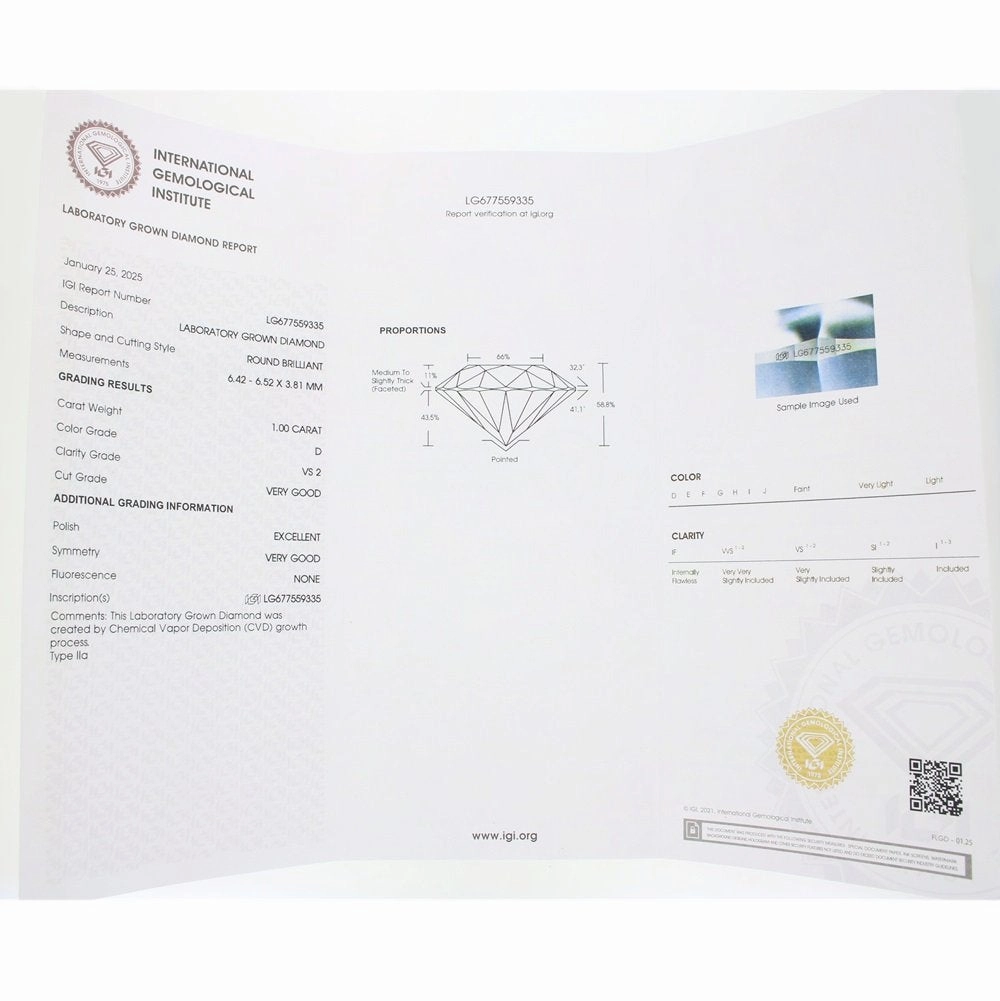 9ct Gold 1.00ct Brilliant Cut Lab Grown Diamond Solitaire Ring D VS 2