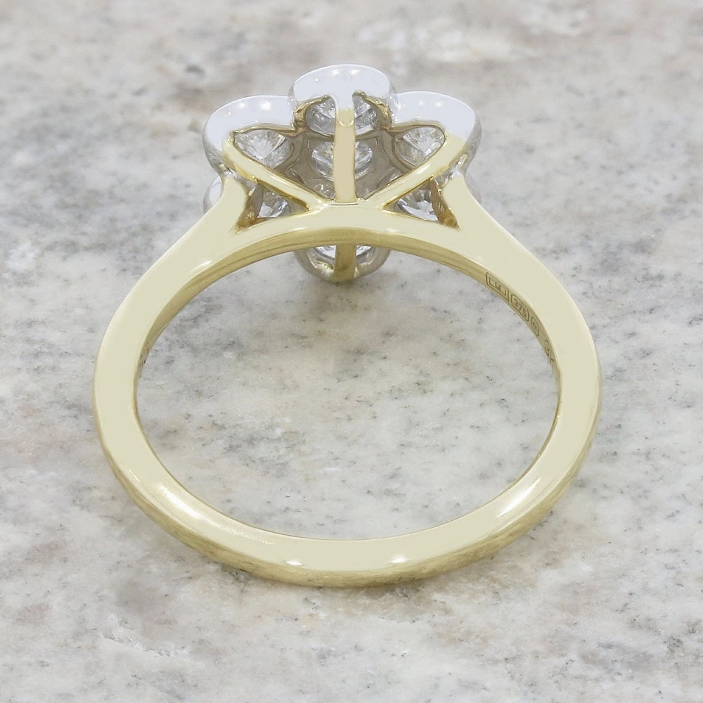9ct Gold 1.03ct Lab Grown Diamond Daisy Cluster Ring F VS