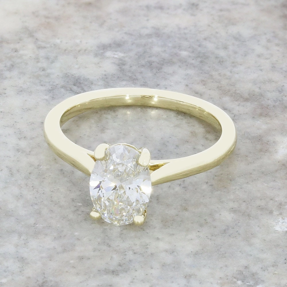 9ct Gold 1.40ct Oval Brilliant Cut Lab Grown Diamond Solitaire Ring G VS2