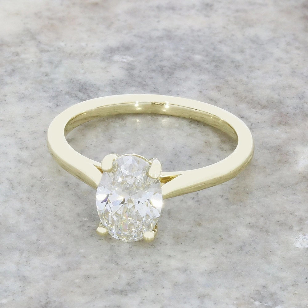 9ct Gold 1.40ct Oval Brilliant Cut Lab Grown Diamond Solitaire Ring G VS2