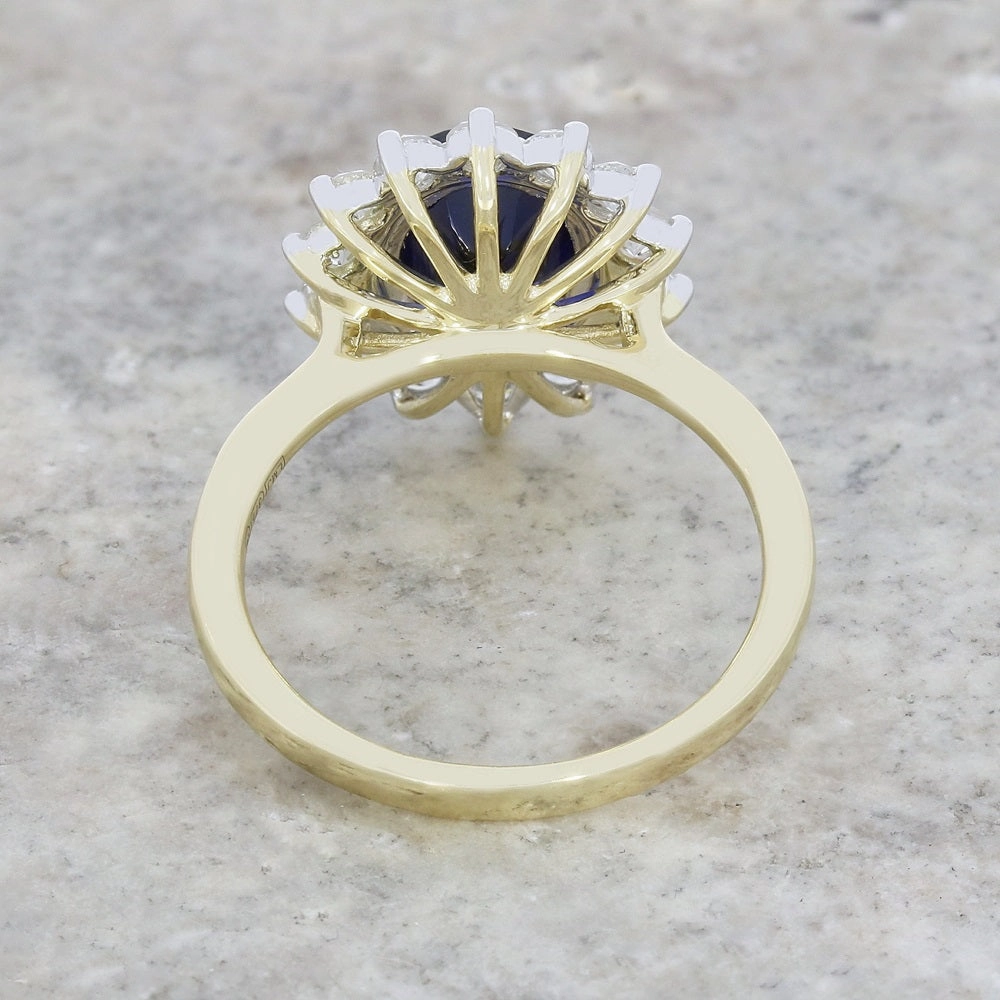 9ct Gold Lab Grown Sapphire and Diamond Cluster Ring