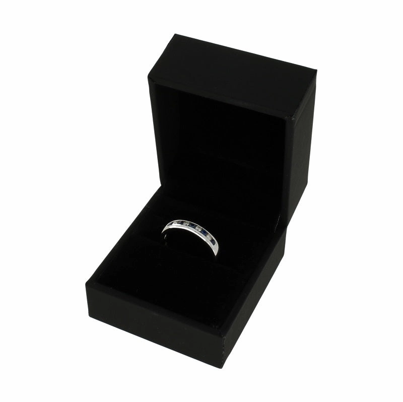 9ct White Gold 0.10ct Diamond and Sapphire Half Eternity Ring