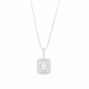 9ct White Gold 0.35cts Diamond Set Pendant and Chain Necklace