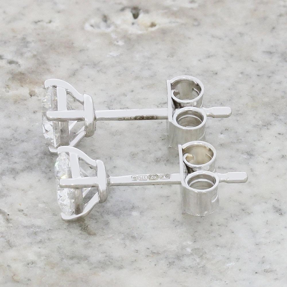 9ct White Gold 0.82cts Lab Created Brilliant Cut Diamond Solitaire Stud Earrings