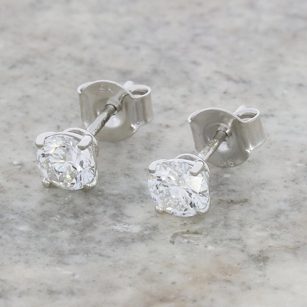 9ct White Gold 0.82cts Lab Created Brilliant Cut Diamond Solitaire Stud Earrings