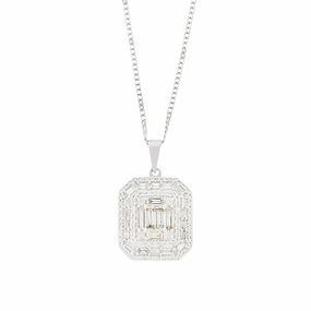 9ct White Gold 0.90cts Diamond Set Pendant and Chain Necklace