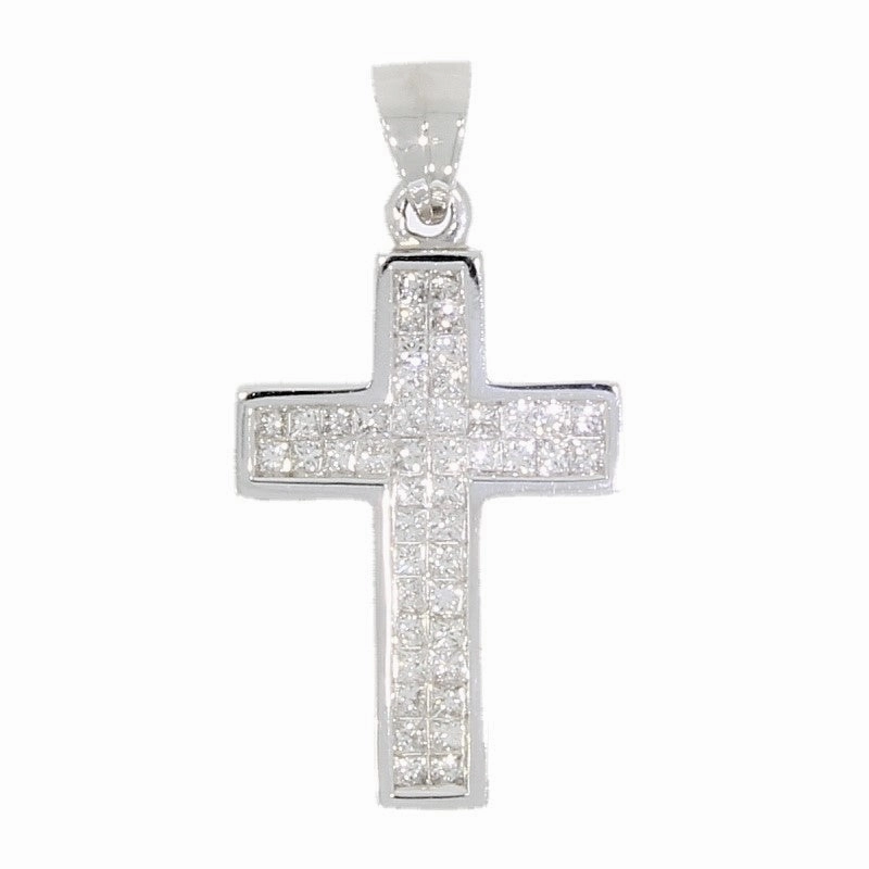 9ct White Gold 1.00ct Diamond Set Cross Pendant