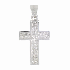 9ct White Gold 1.00ct Diamond Set Cross Pendant