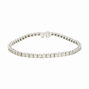 9ct White Gold 1.00cts Brilliant Cut Diamond Line Tennis Bracelet