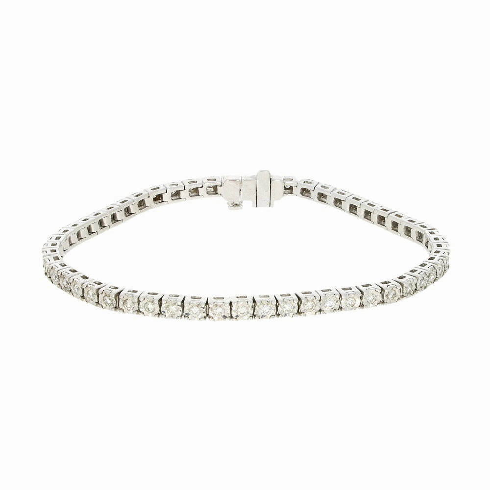 9ct White Gold 1.00cts Brilliant Cut Diamond Line Tennis Bracelet