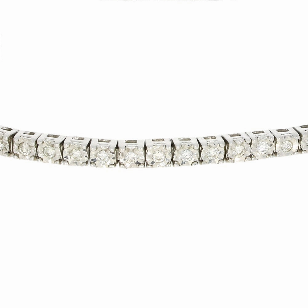 9ct White Gold 1.00cts Brilliant Cut Diamond Line Tennis Bracelet