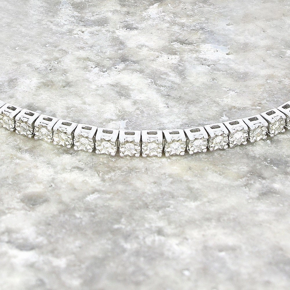 9ct White Gold 1.00cts Brilliant Cut Diamond Line Tennis Bracelet