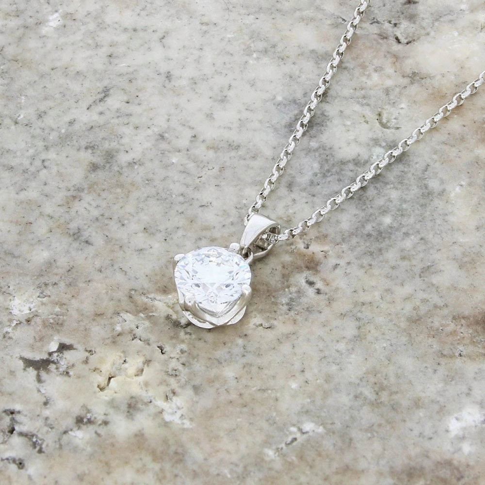9ct White Gold 1.00cts Lab Grown Brilliant Cut Diamond Pendant and Chain