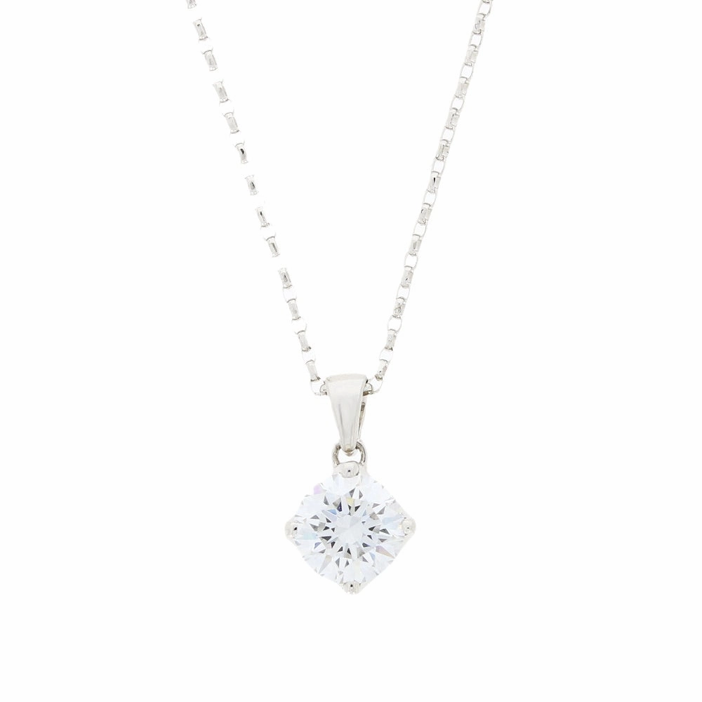 9ct White Gold 1.00cts Lab Grown Brilliant Cut Diamond Pendant and Chain
