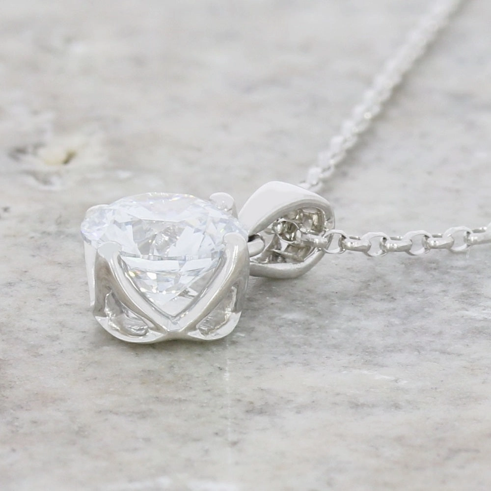 9ct White Gold 1.00cts Lab Grown Brilliant Cut Diamond Pendant and Chain