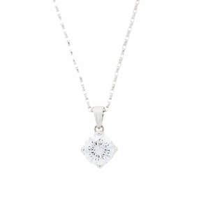 9ct White Gold 1.00cts Lab Grown Brilliant Cut Diamond Pendant and Chain