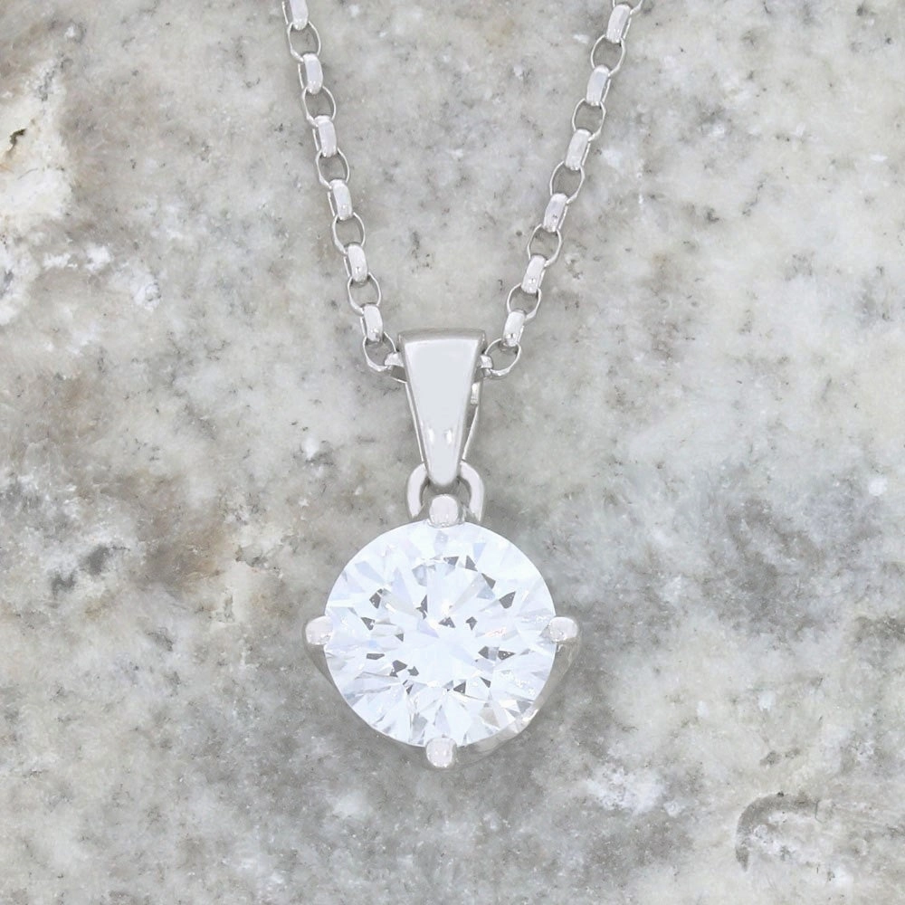 9ct White Gold 1.00cts Lab Grown Brilliant Cut Diamond Pendant and Chain