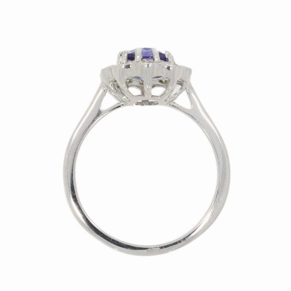 9ct White Gold 1.29cts Tanzanite and 0.80cts Diamond Cluster Ring