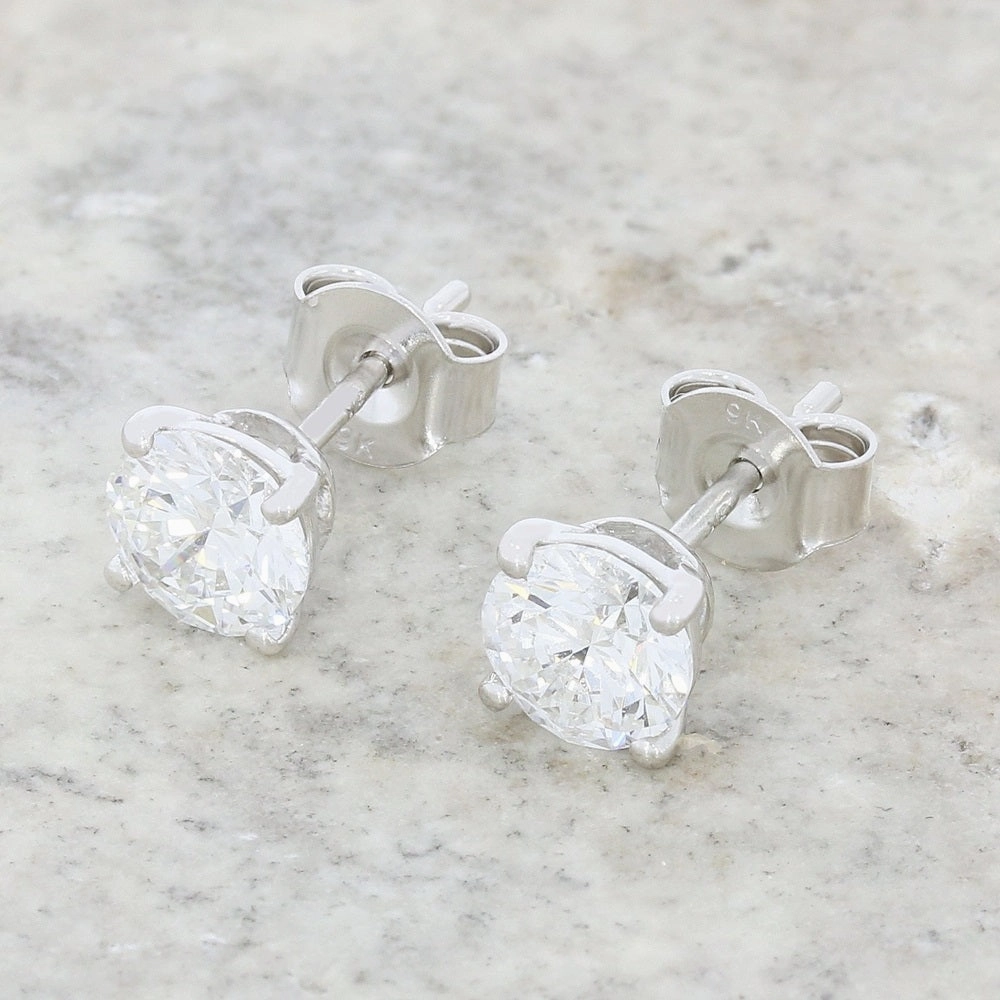 9ct White Gold 1.51cts Lab Created Brilliant Cut Diamond Solitaire Stud Earrings