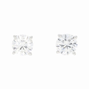 9ct White Gold 1.51cts Lab Created Brilliant Cut Diamond Solitaire Stud Earrings