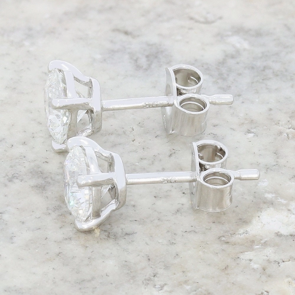 9ct White Gold 1.51cts Lab Created Brilliant Cut Diamond Solitaire Stud Earrings