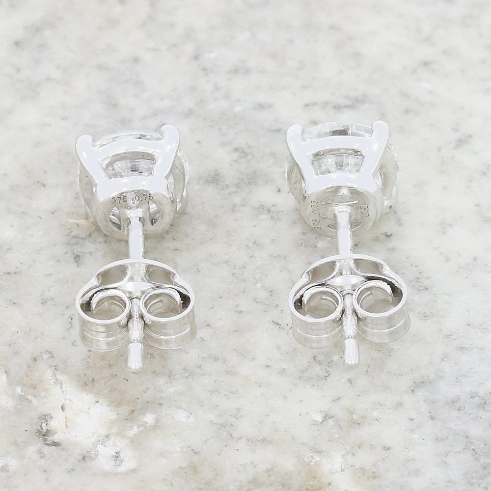 9ct White Gold 1.51cts Lab Created Brilliant Cut Diamond Solitaire Stud Earrings