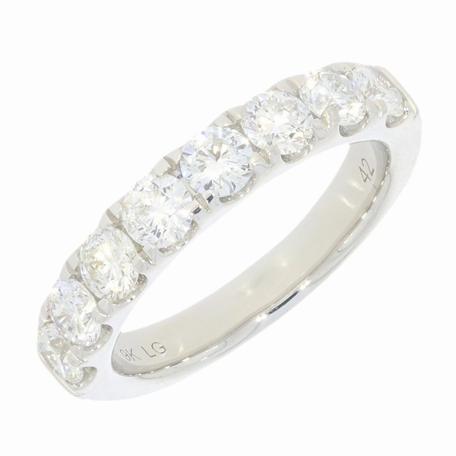 9ct White Gold 1.52cts Lab-Created Diamond Brilliant Cut Half Eternity Ring