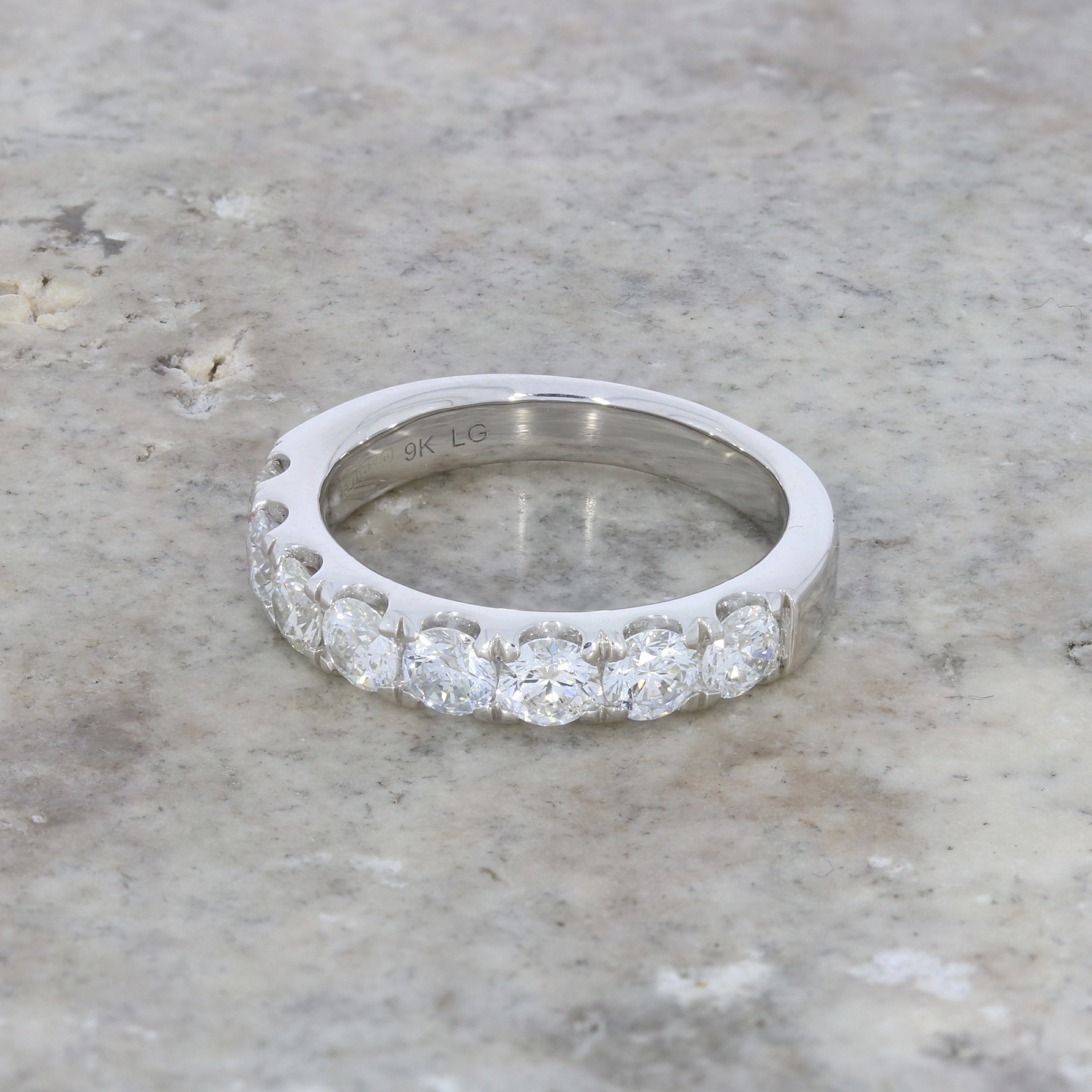 9ct White Gold 1.52cts Lab-Created Diamond Brilliant Cut Half Eternity Ring